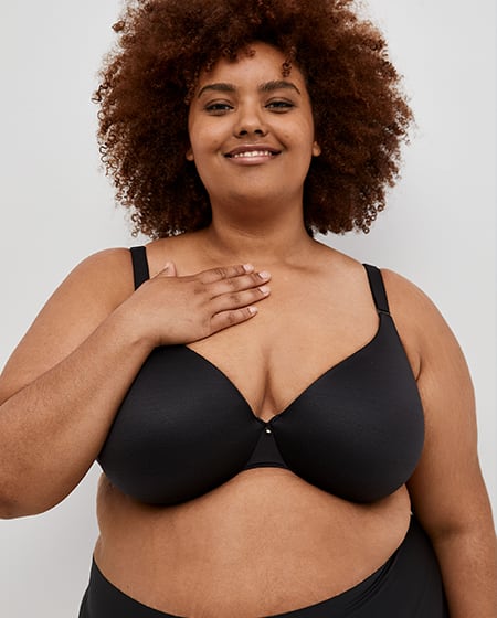 Woman in Lane Bryant Cacique full coverage bra