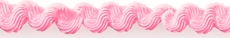 A wavy line of pink frosting adorns a pale pink background.