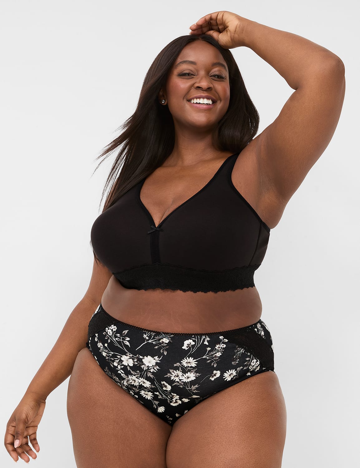 Cotton High-Leg Brief Panty With Lace Back