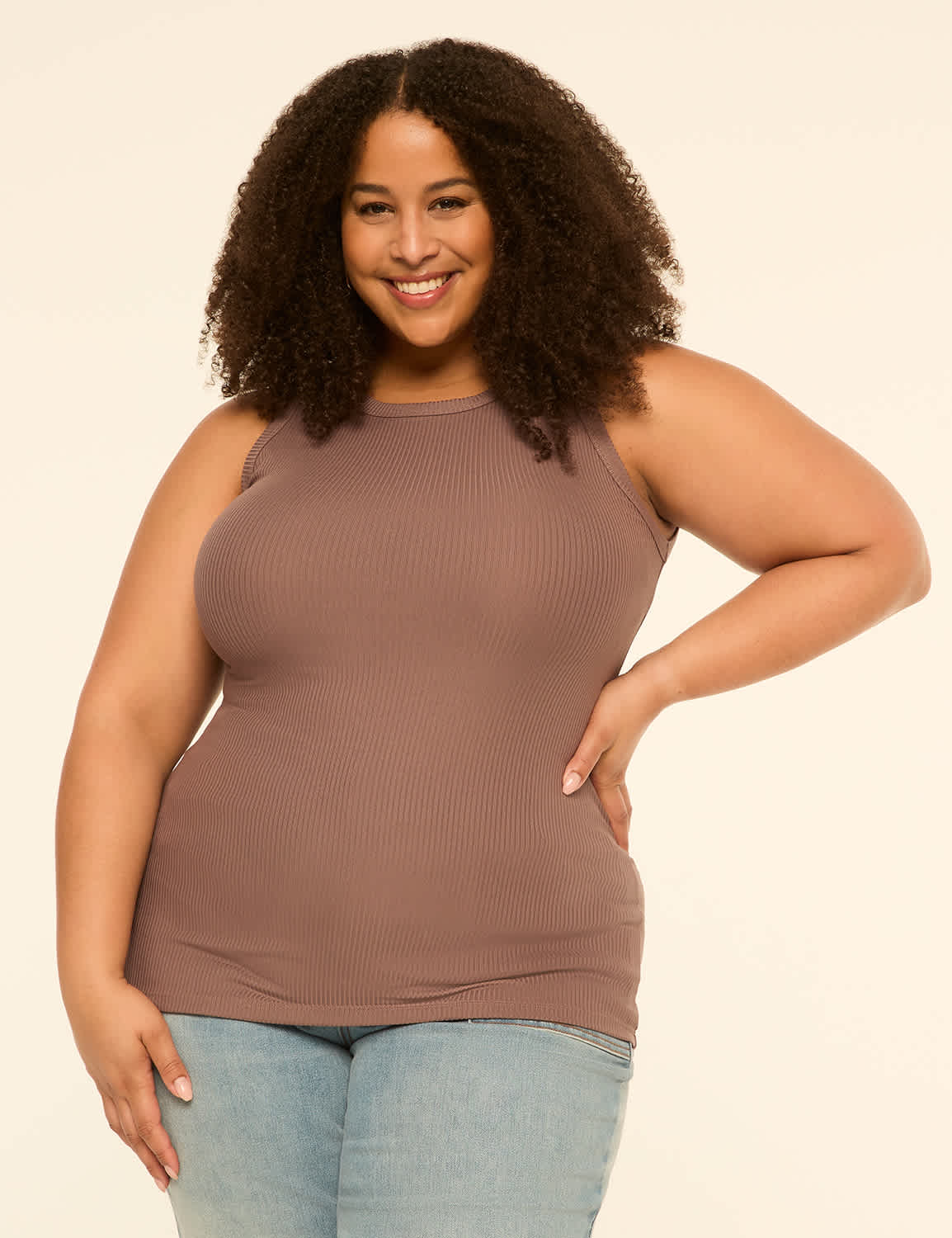 High-Neck Rib Tank
