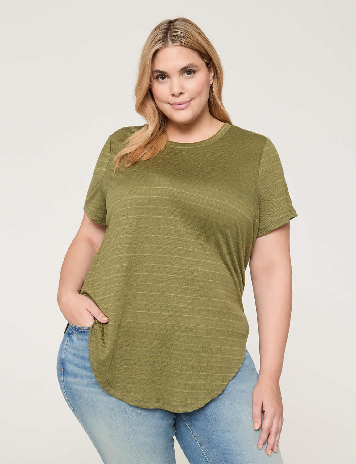 Swing Crew-Neck Textured Top