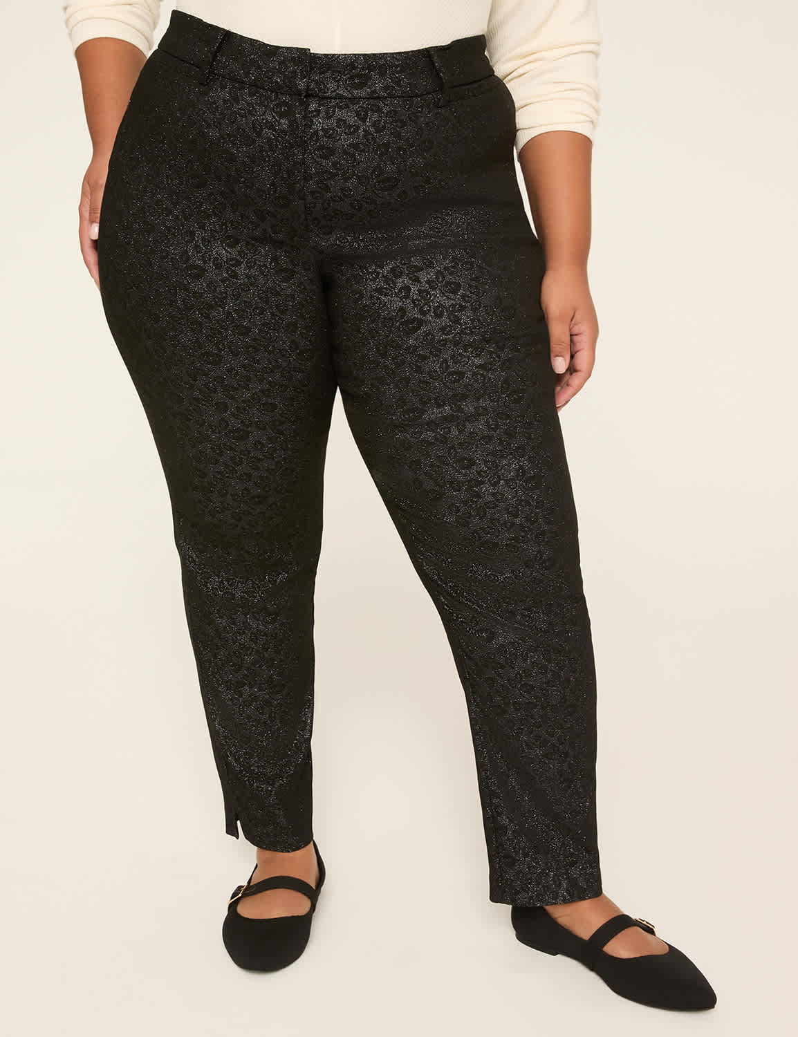 4-Season Lurex Print Slim Ankle Pant