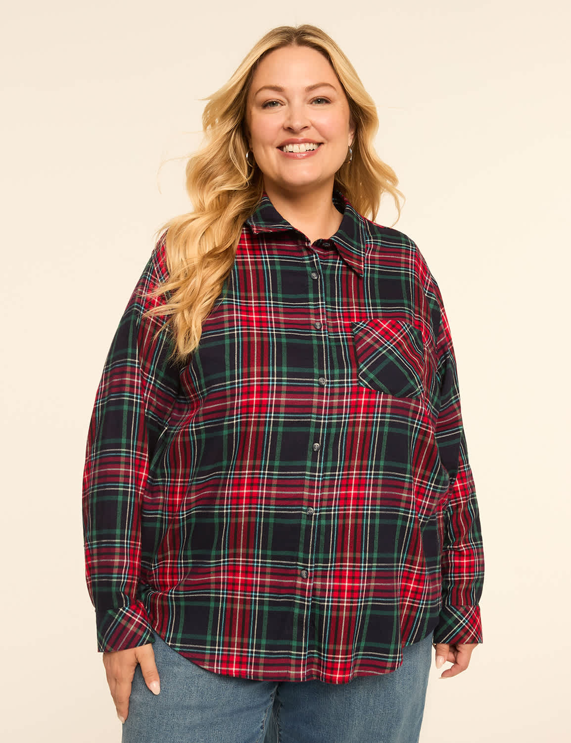 Plaid Button-Down Top