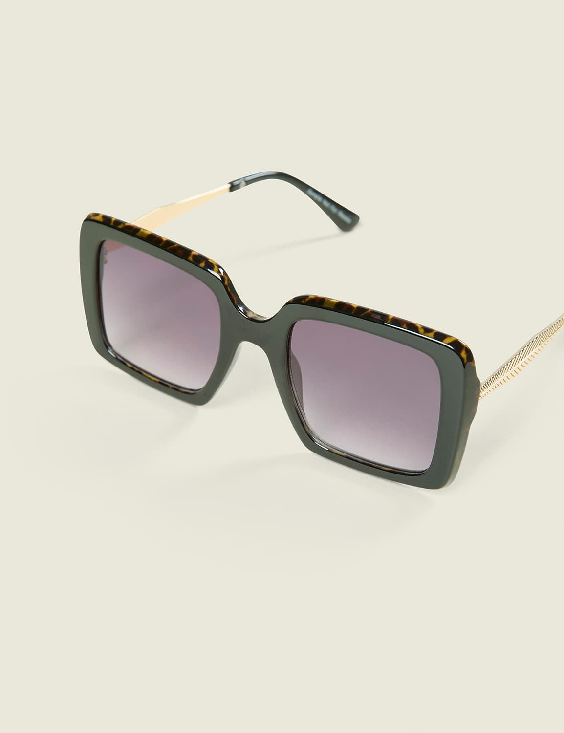 Black Animal Print Square Sunglasses