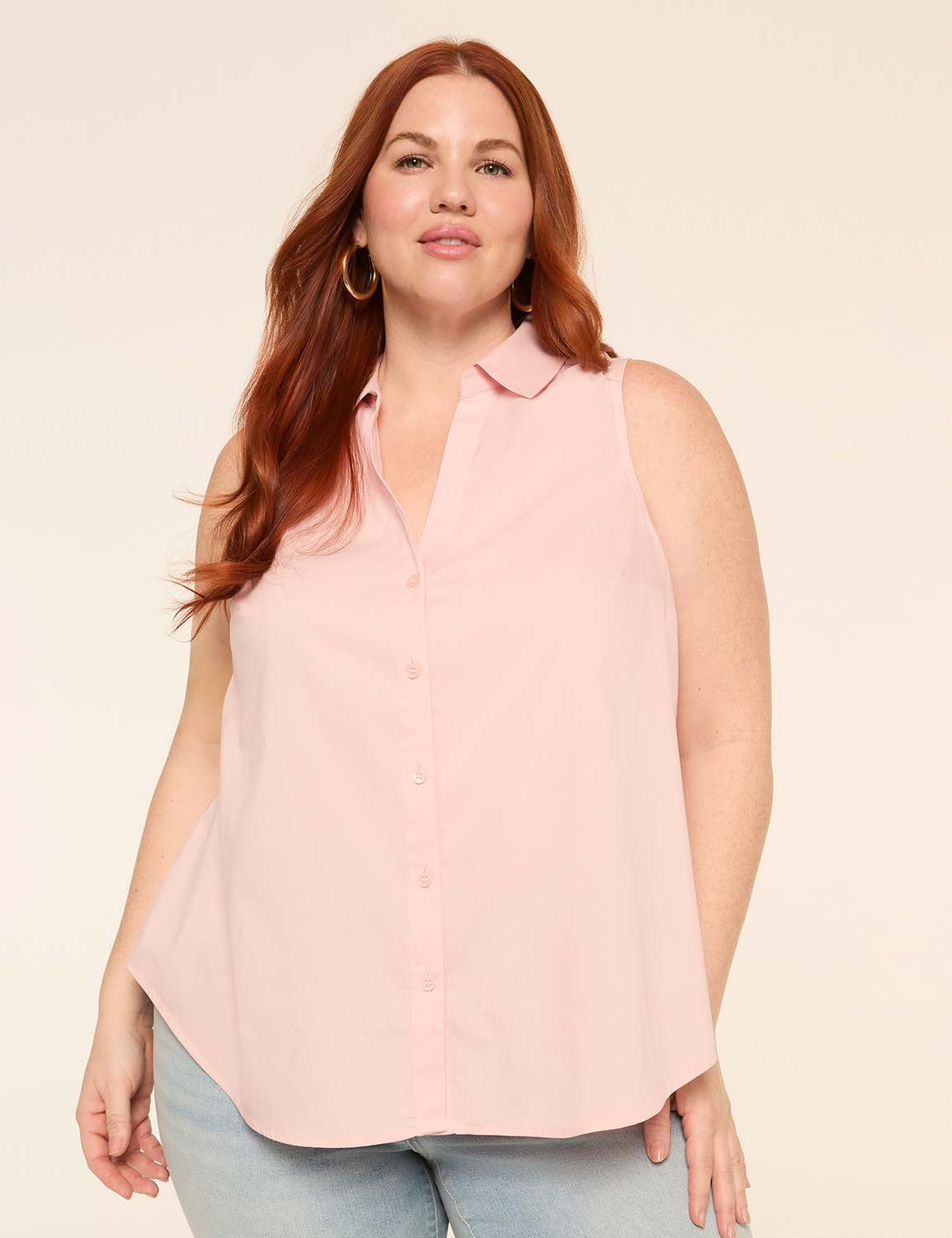 Collared Button-Front Tank