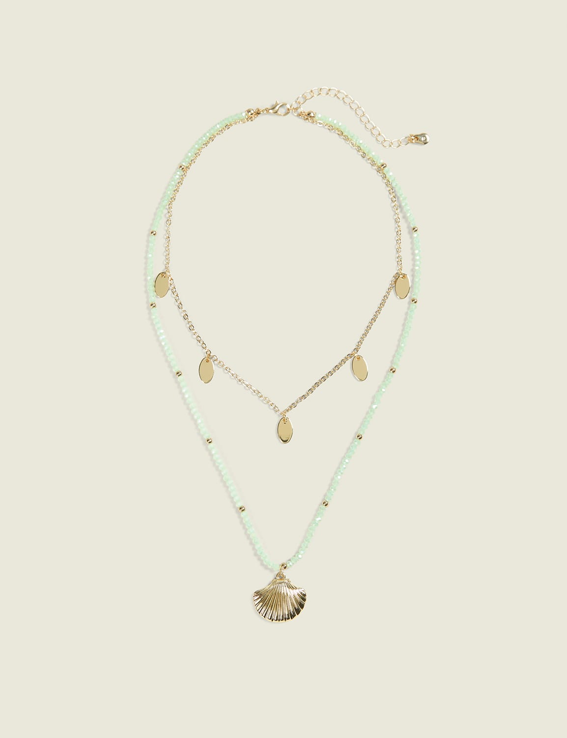 Turquoise Bead & Seashell Multi-Row Necklace