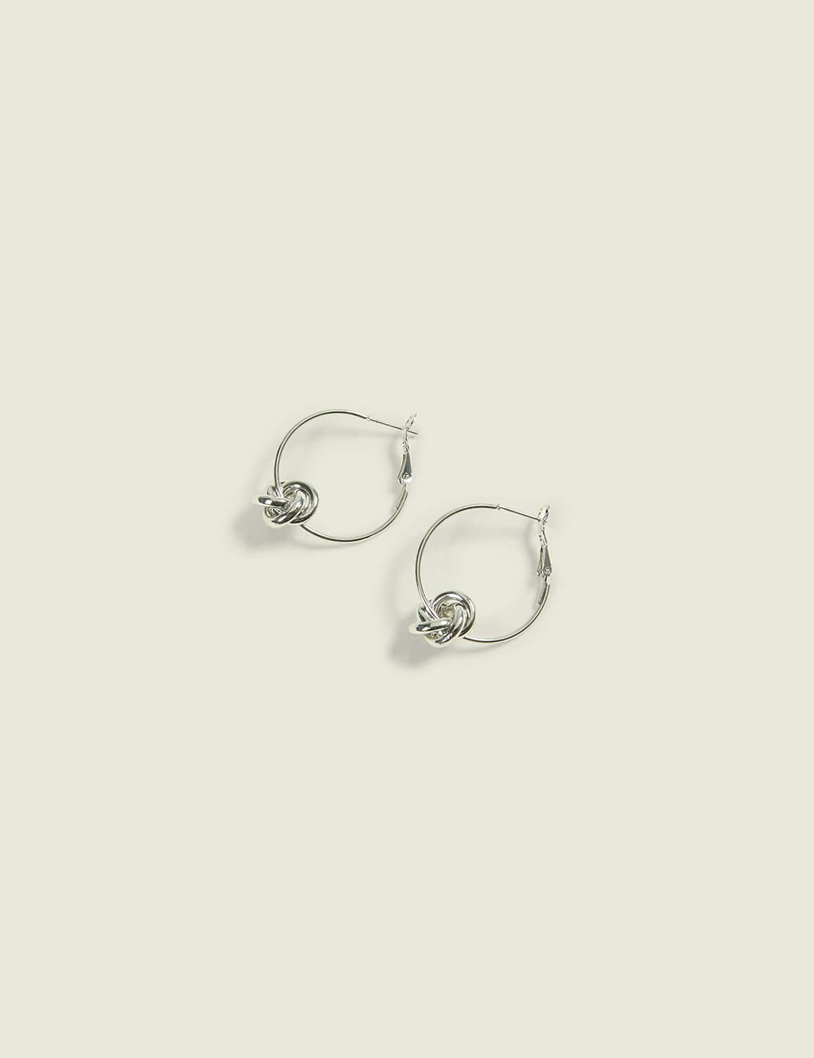 Silvertone Knot Hoop Earrings