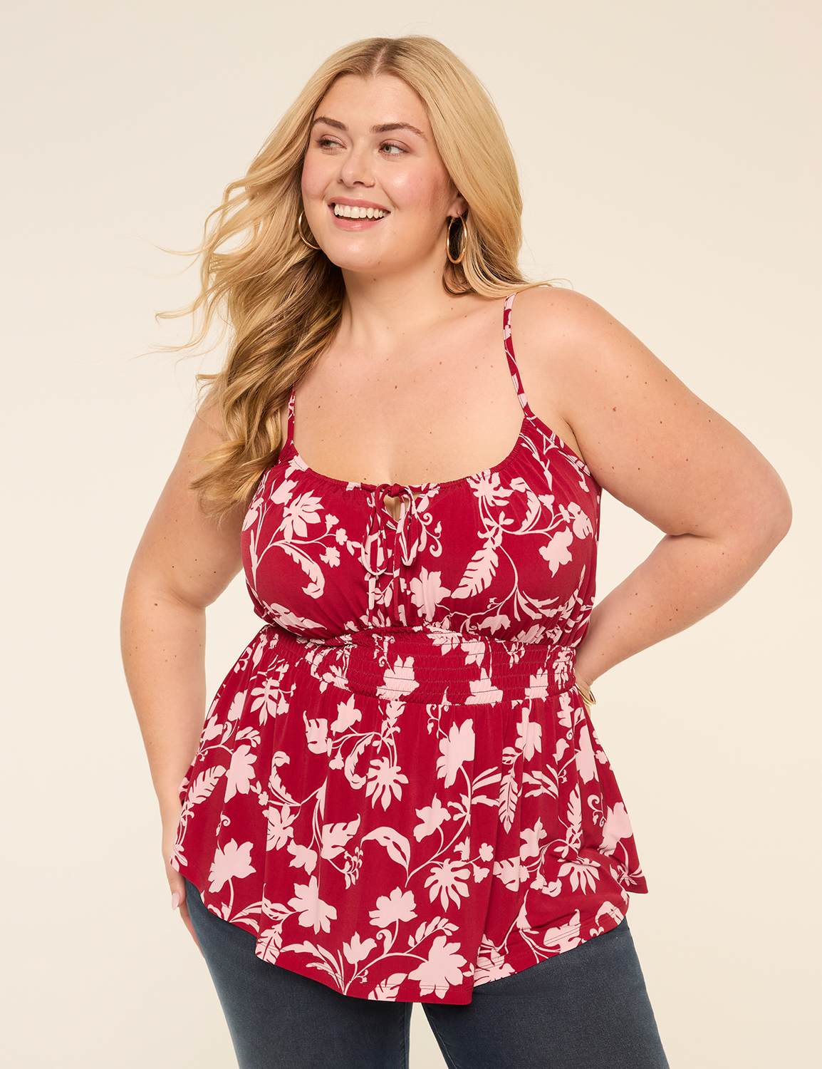 Tie-Neck Peplum Tank