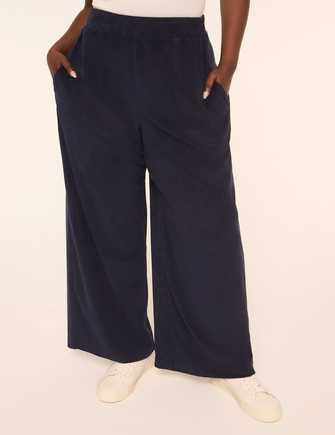 Towel Terry Pull-On Wide Leg Pant