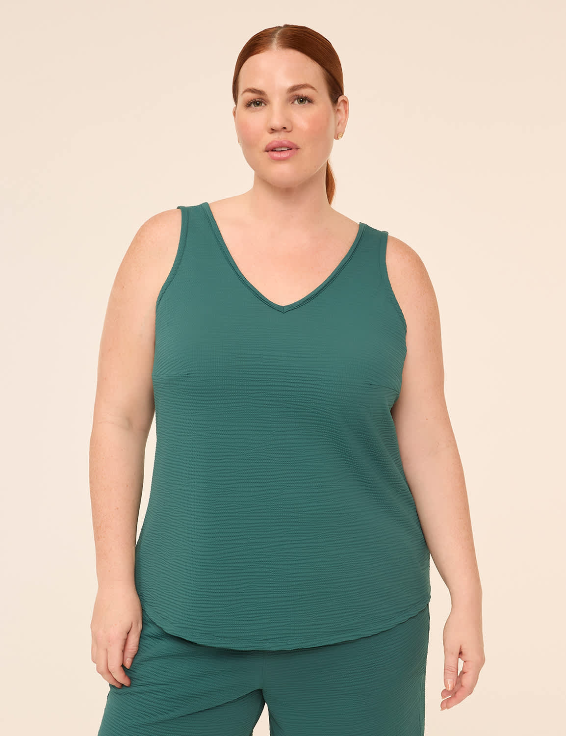 LIVI Textured Woven V-Neck Tank