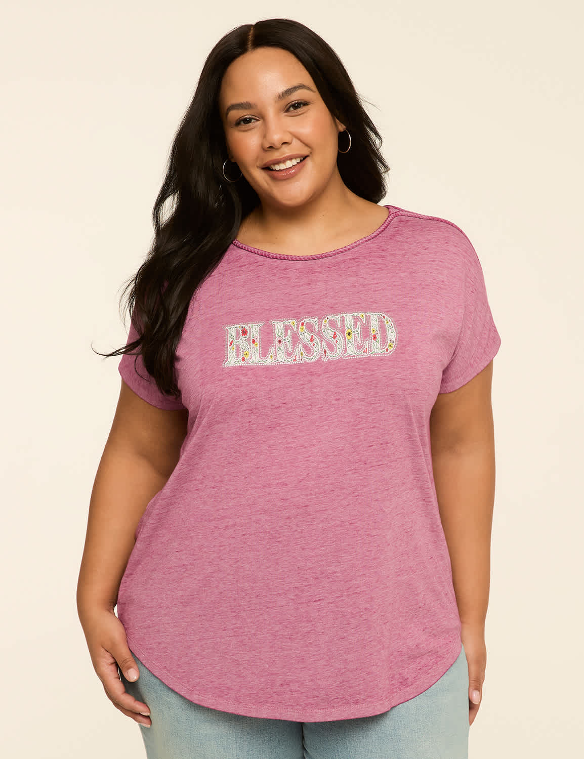 Braided-Neck Blessed Graphic Tee