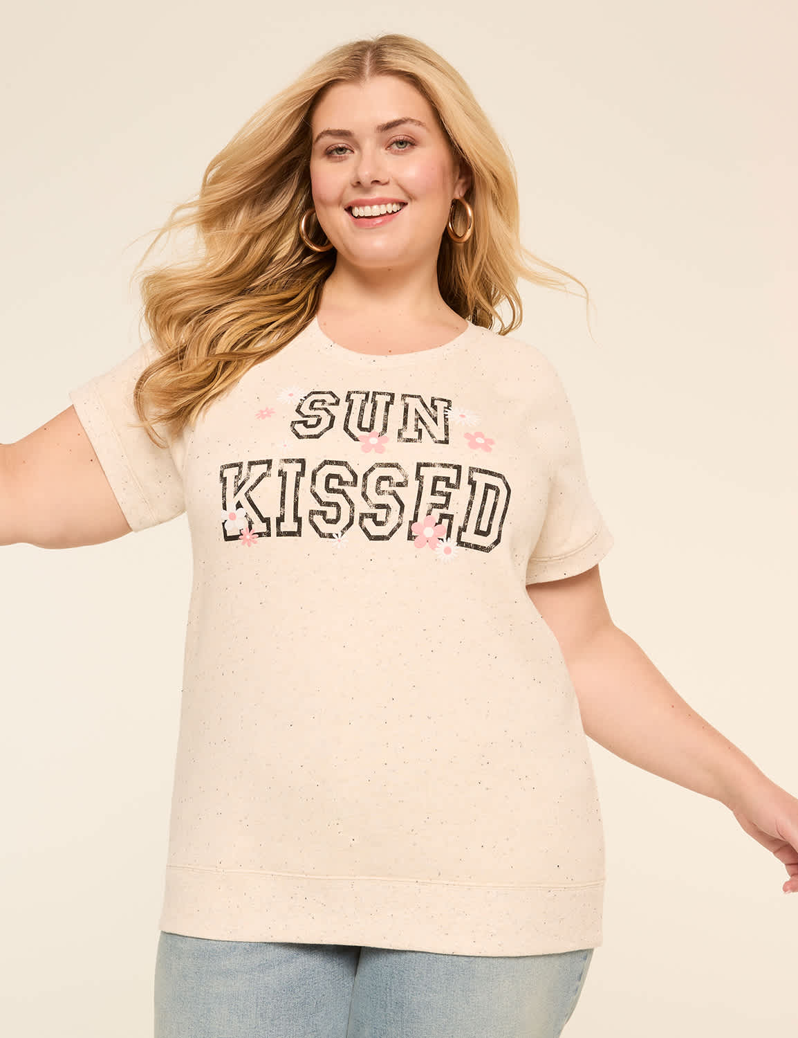 Short-Sleeve Sun Kissed Graphic Sweatshirt