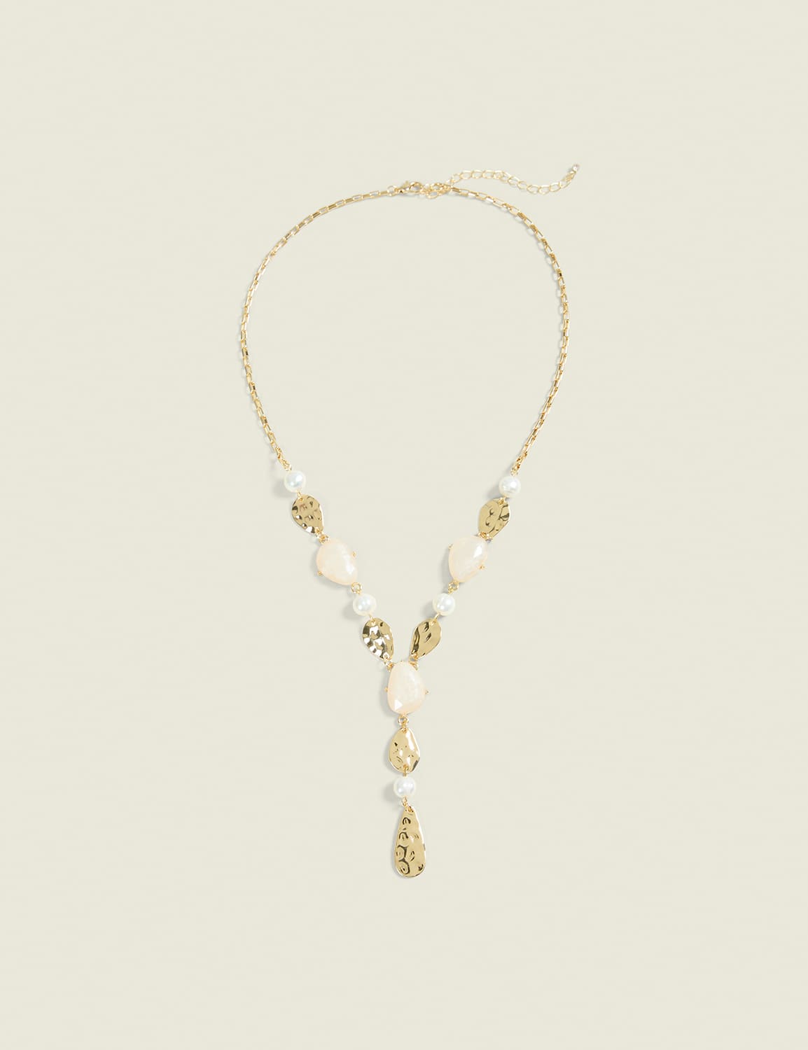 Goldtone & White Imitation Stone Necklace