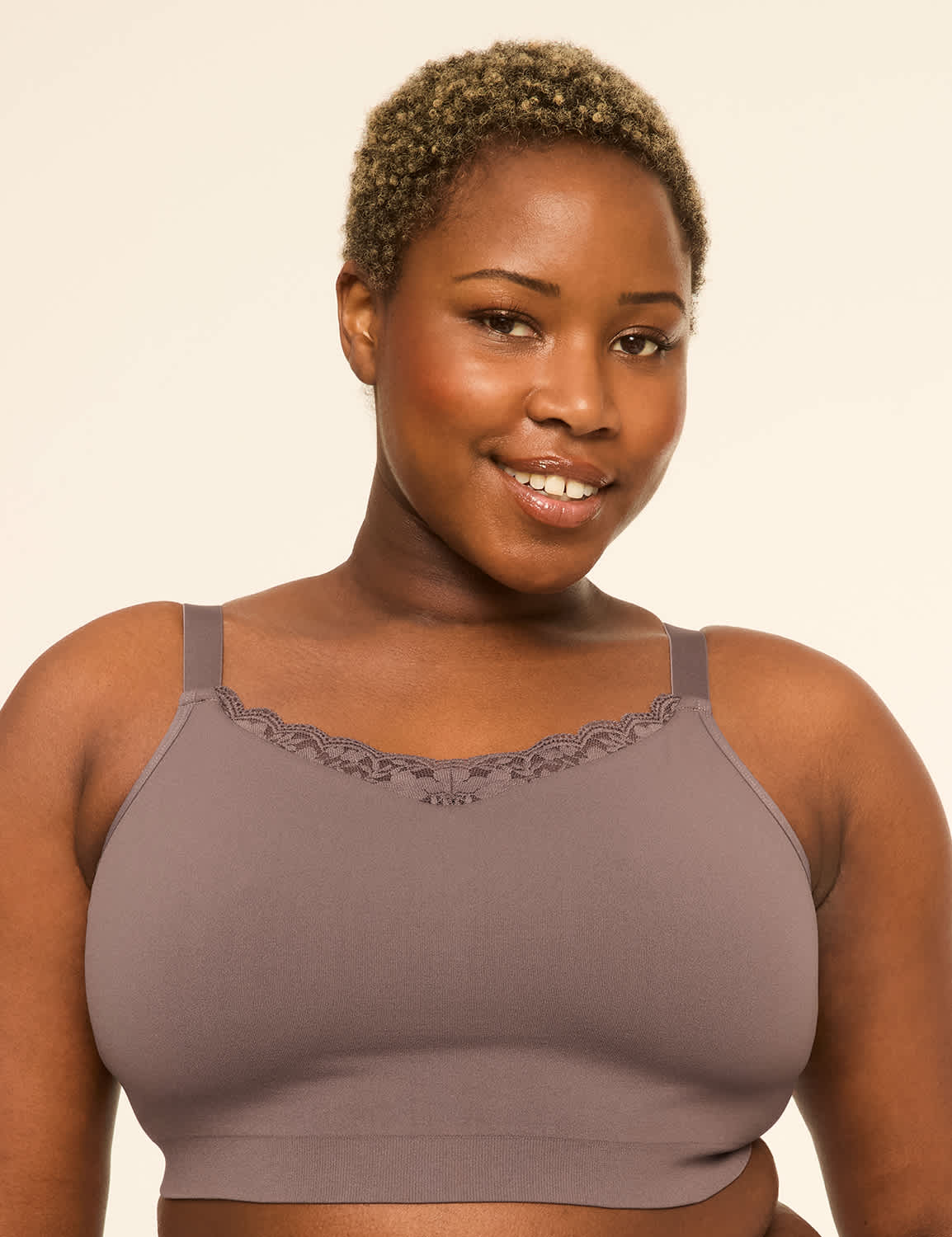 Seamless Lace-Trim Bralette