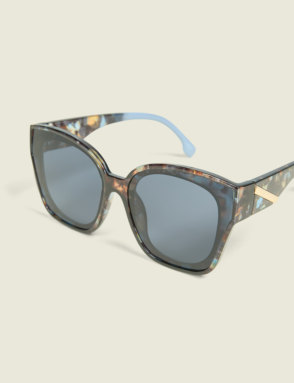 Blue Tortoiseshell Print Square Sunglasses