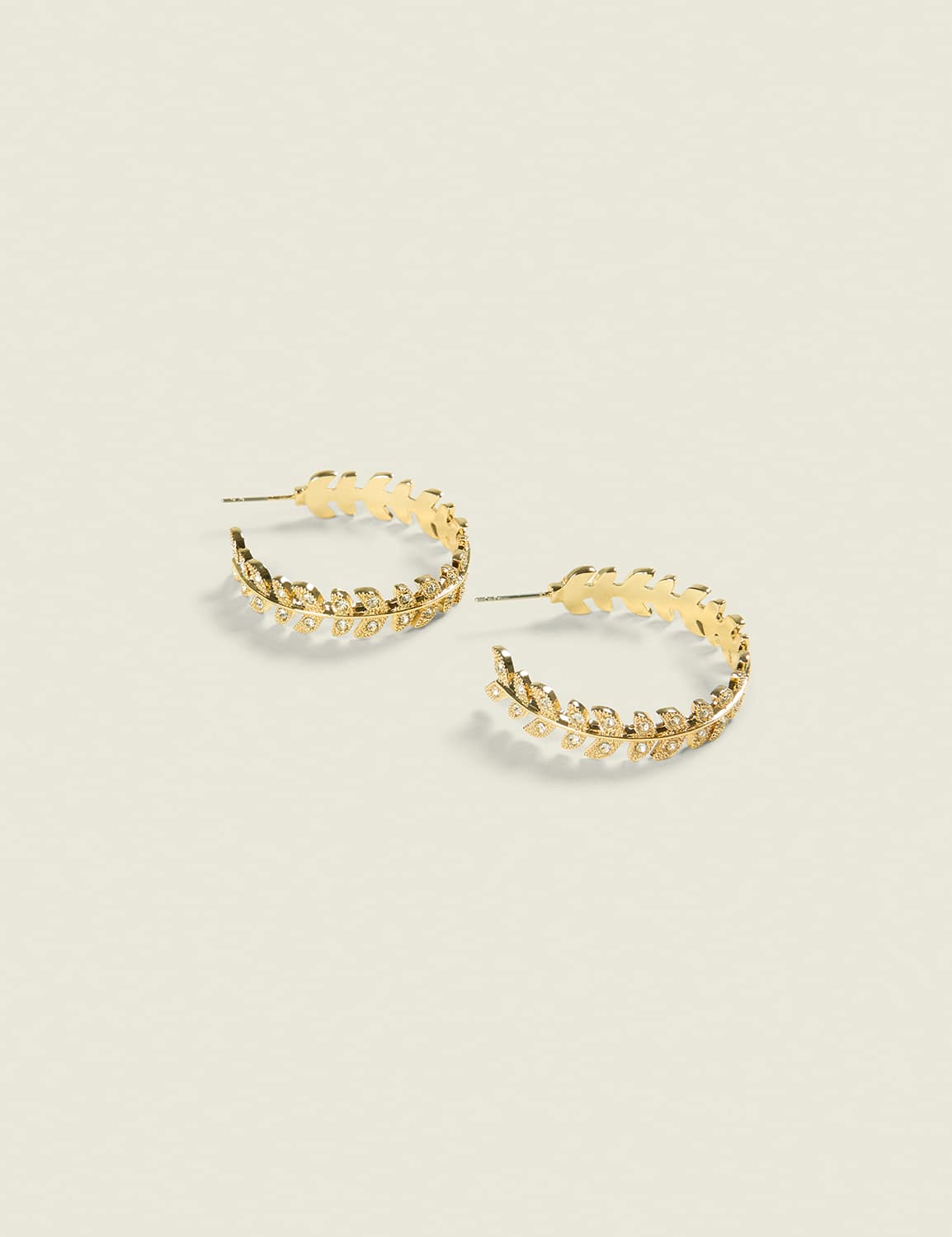 Leaf-Lined Hoop Earrings