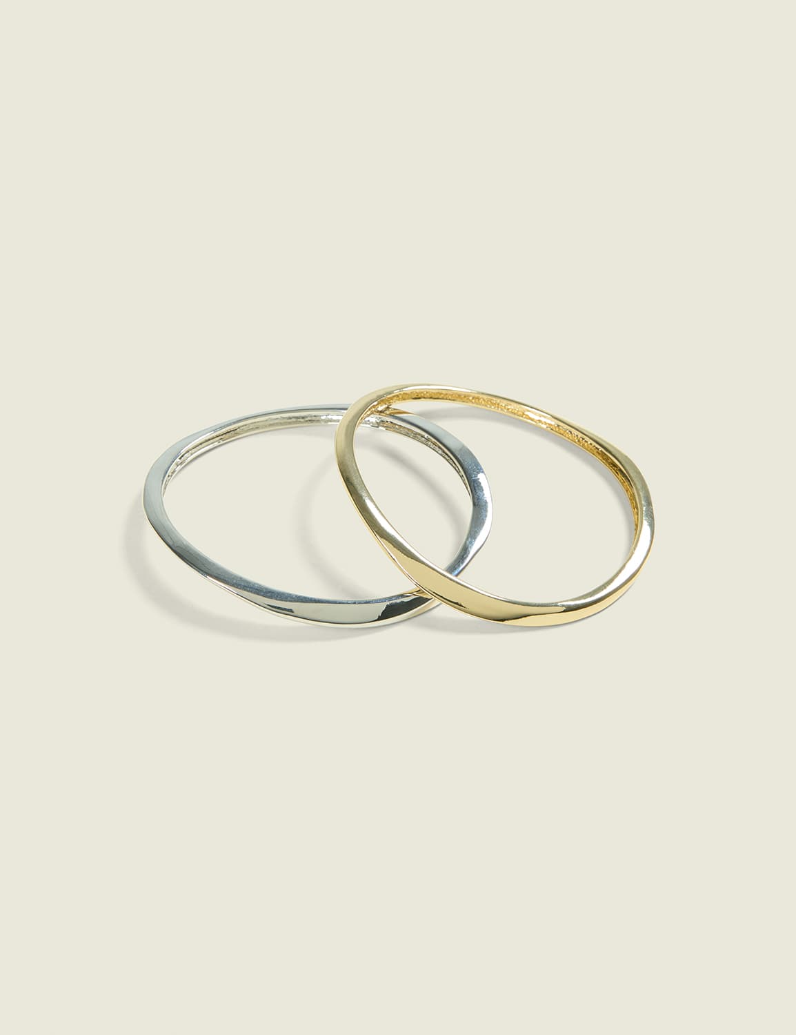 Wavy Mixed Metal Bangle Set