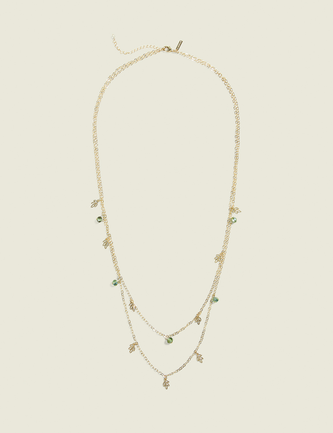 Sage Green Leaf Multi-Row Necklace