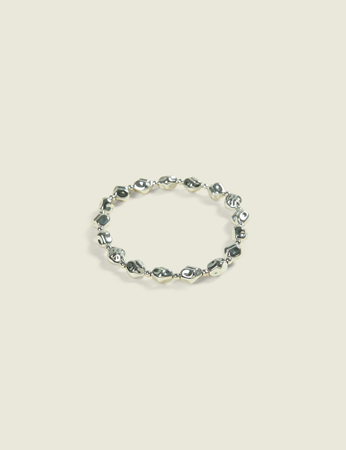 Silvertone Square Stretch Bracelet