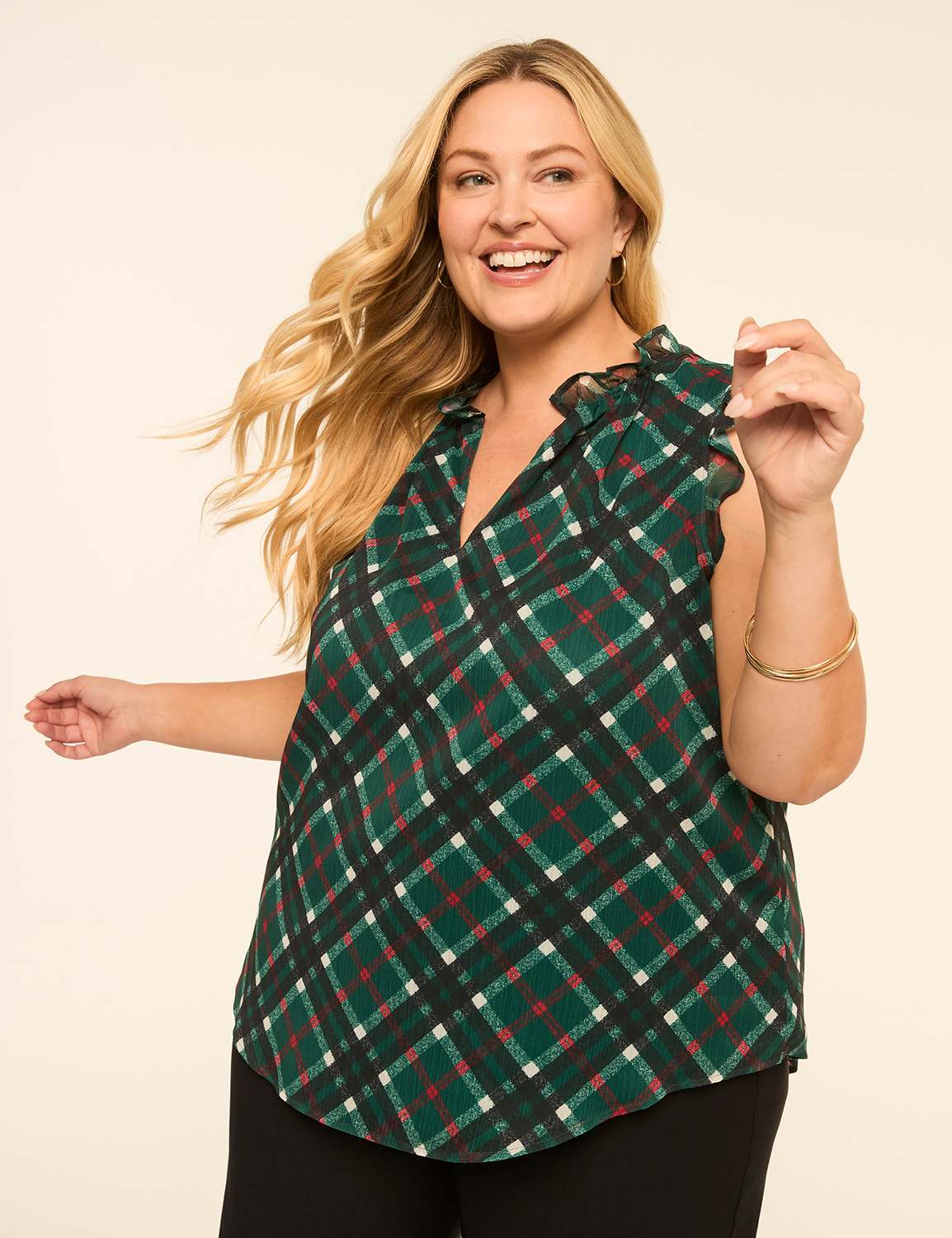 Ruffle Cap-Sleeve Popover Blouse