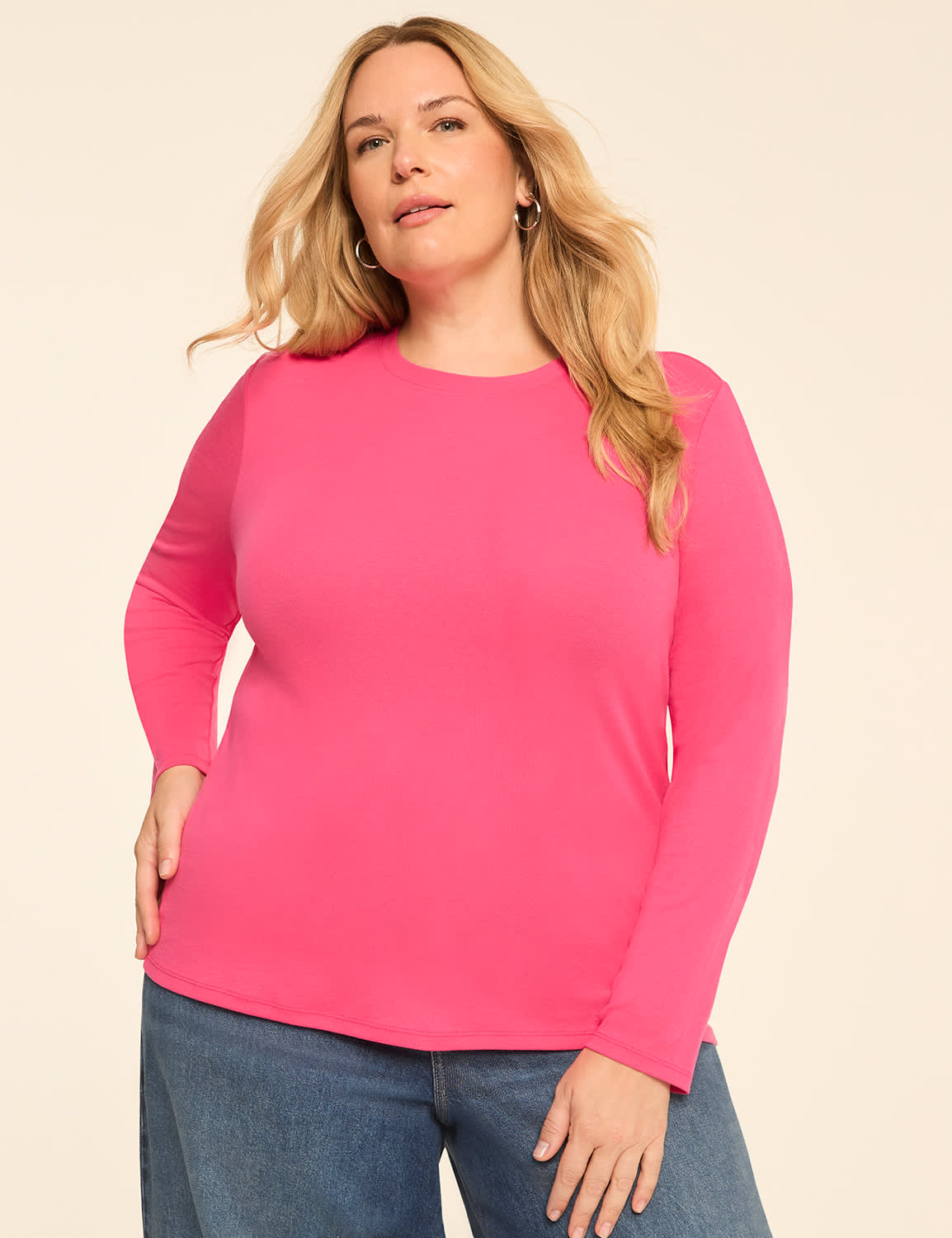 Long-Sleeve Crew-Neck Layering Tee