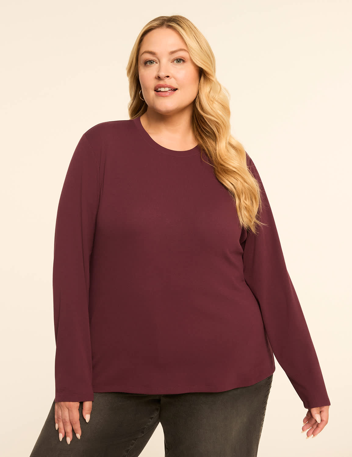 Long-Sleeve Crew-Neck Layering Tee