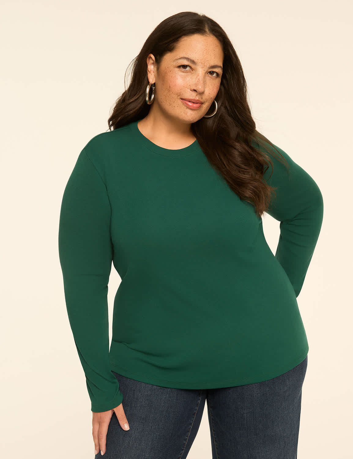 Long-Sleeve Crew-Neck Layering Tee