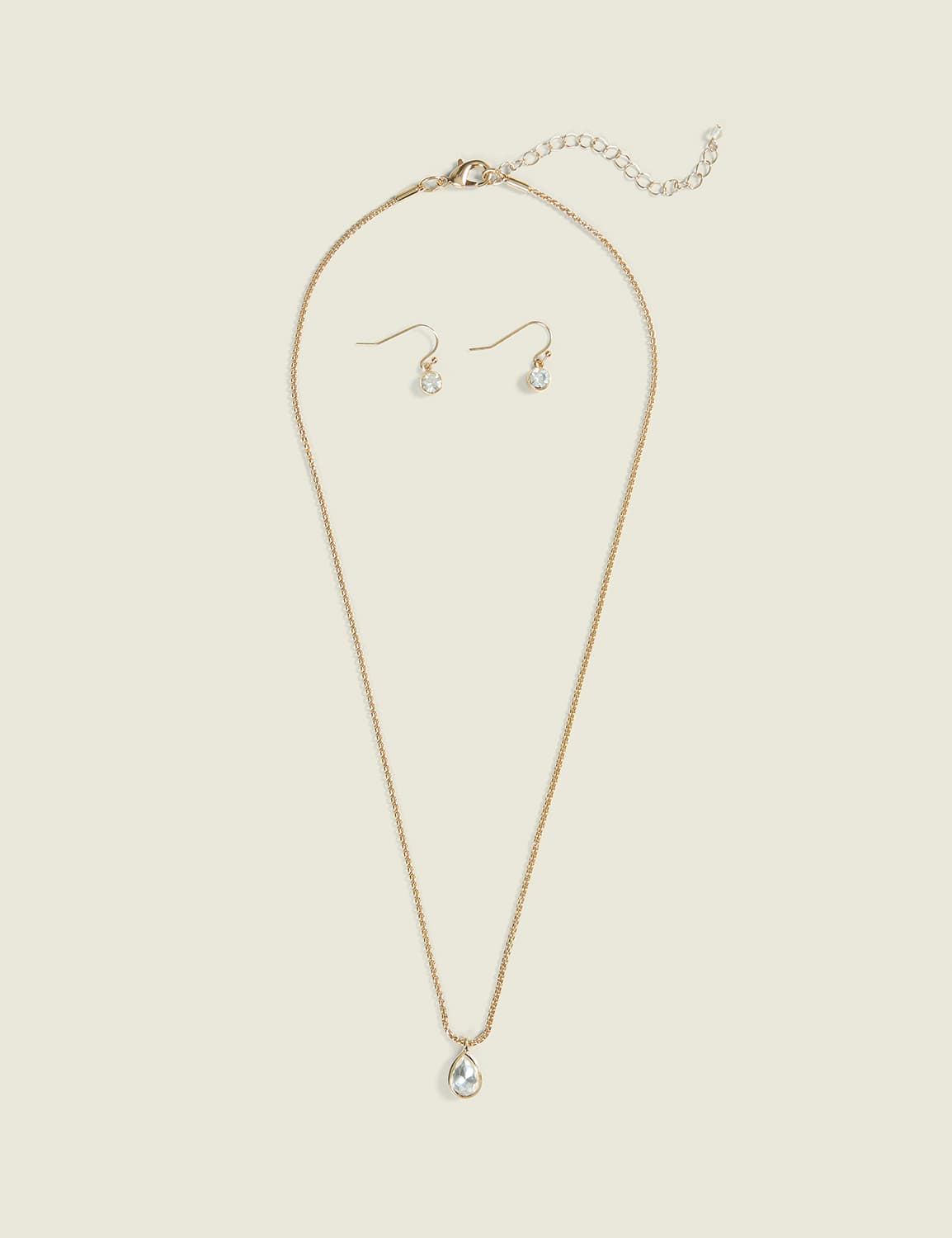 Clear Imitation Stone Necklace & Earring Set