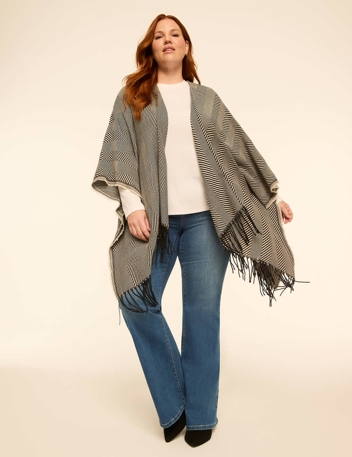 Mixed-Stripe Fringe Overpiece