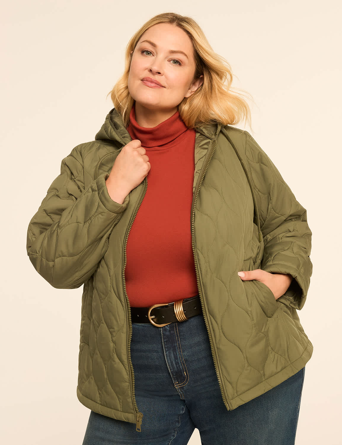Onion-Stitch Quilted Puffer Coat