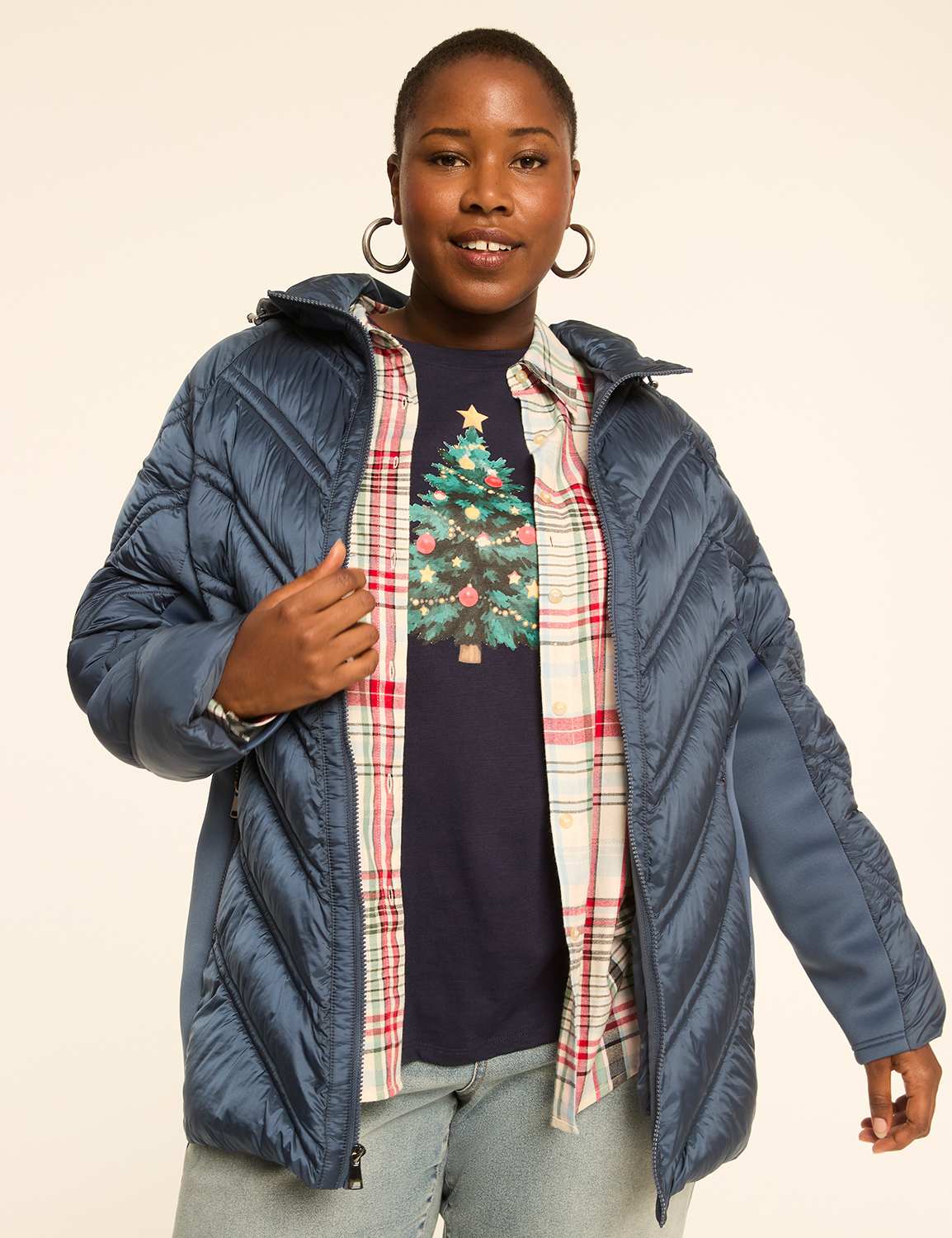 Chevron Quilted Puffer Coat