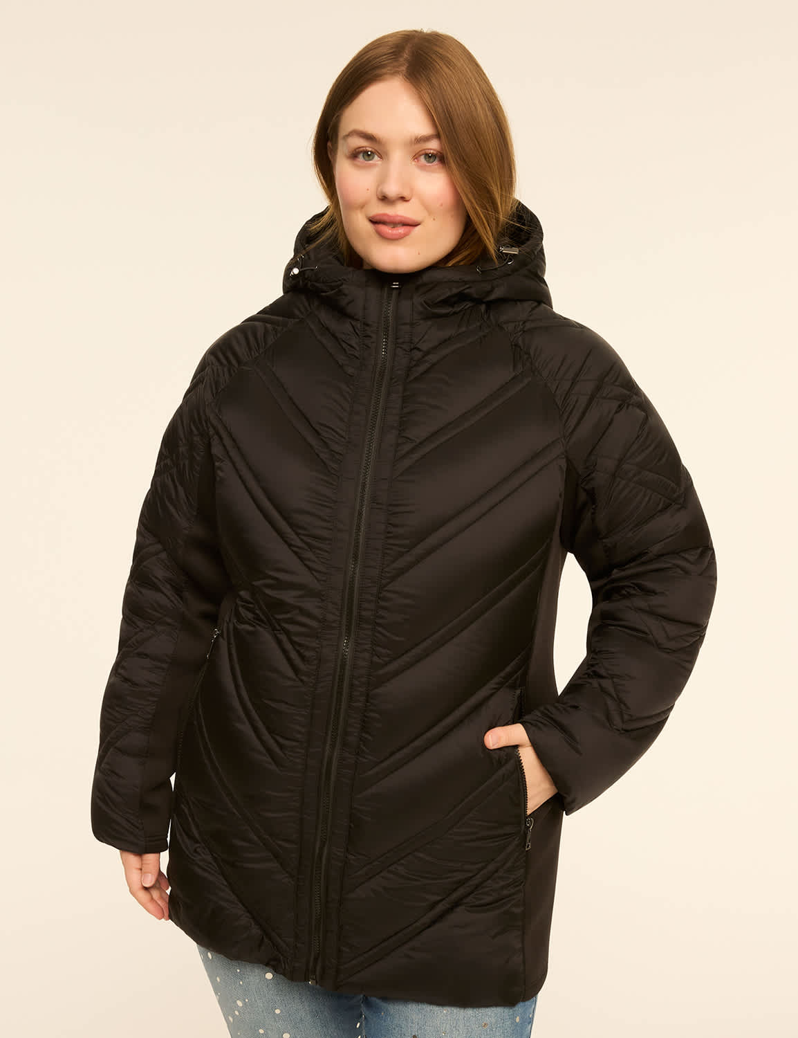 Chevron Quilted Puffer Coat