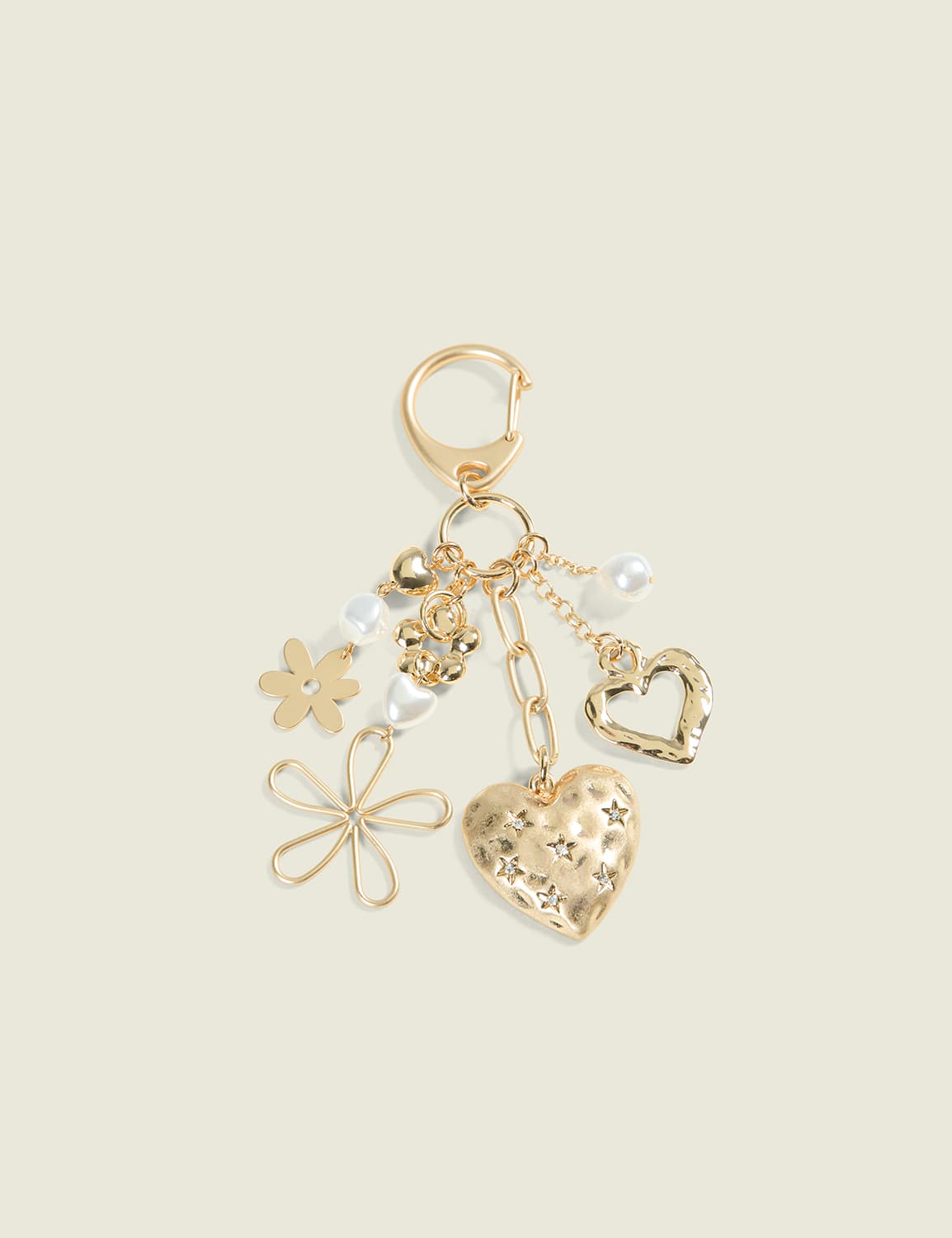 Heart & Pearlized Bag Charm