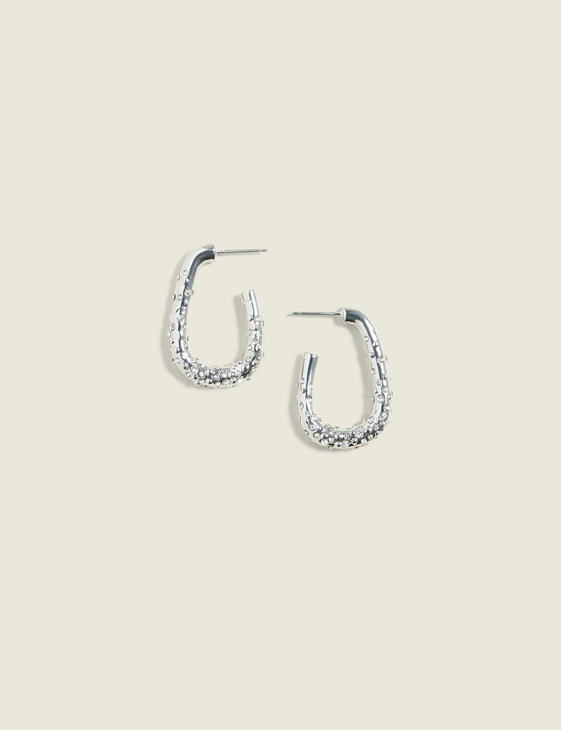 Silvertone Ombre Pave Hoop Earrings
