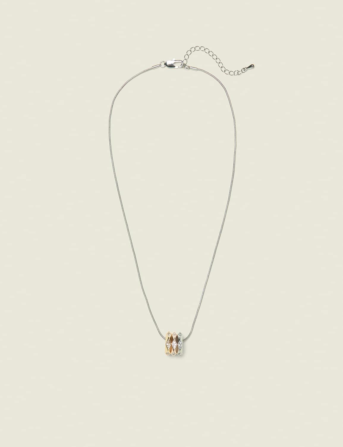 Mixed Metal Pave Circle Necklace