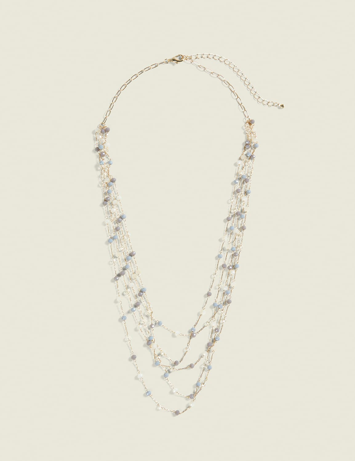 Light Blue Beaded Multi-Row Necklace