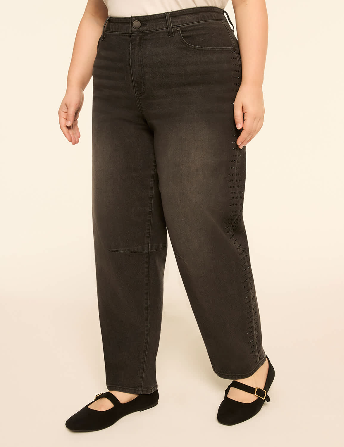 Embellished Barrel Jean