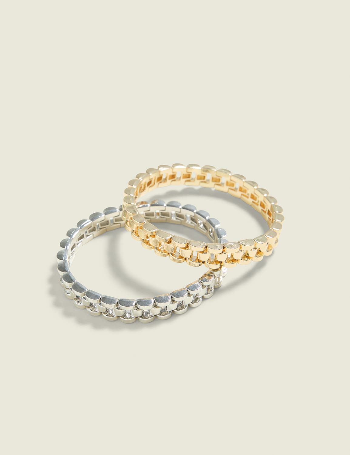 Mixed Metal Watch Band Stretch Bracelet 2-Pack