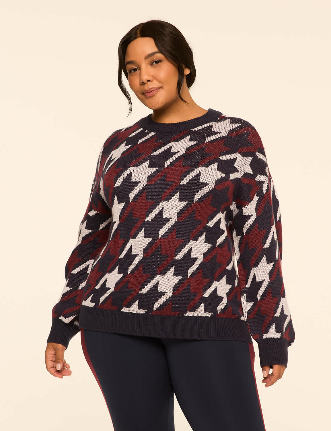 LIVI Jacquard Knit Houndstooth Sweater