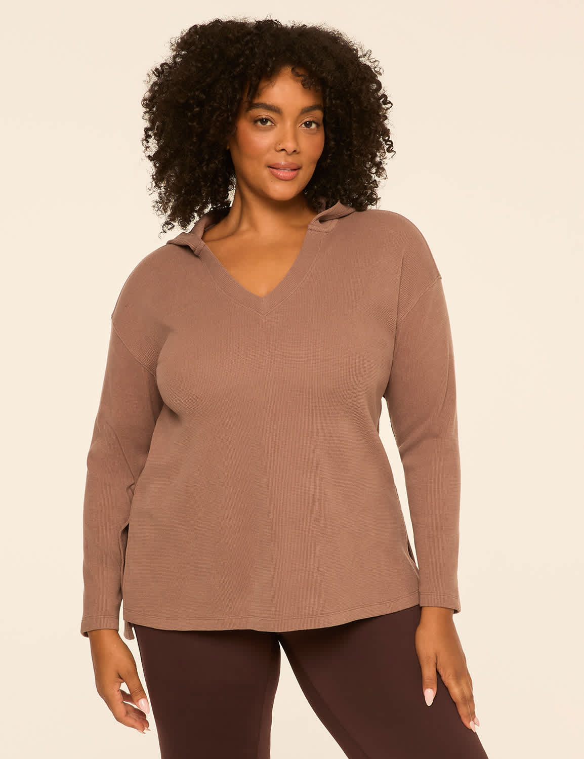 LIVI Waffle Knit V-Neck Hoodie