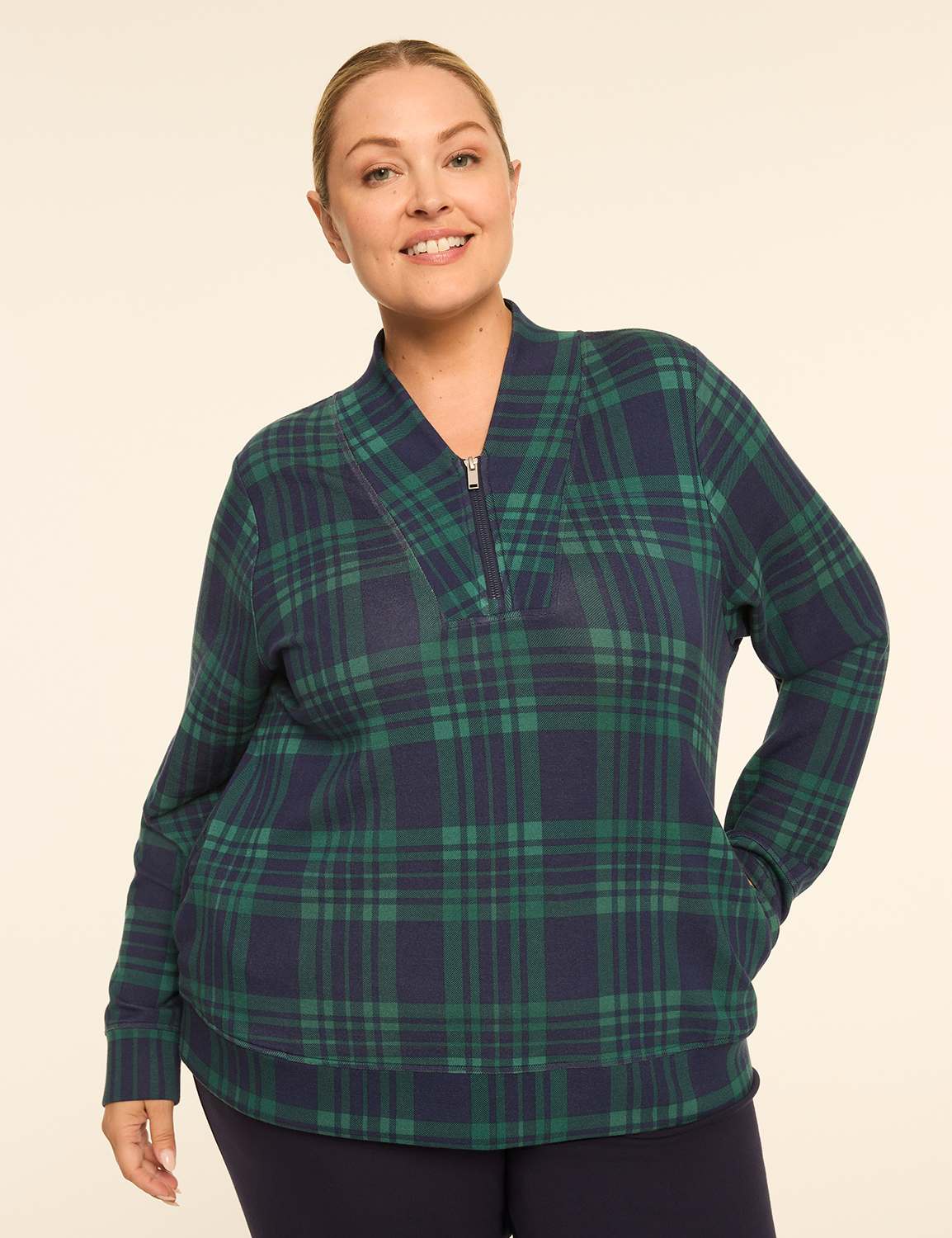 LIVI Journey Plaid Quarter-Zip Sweatshirt