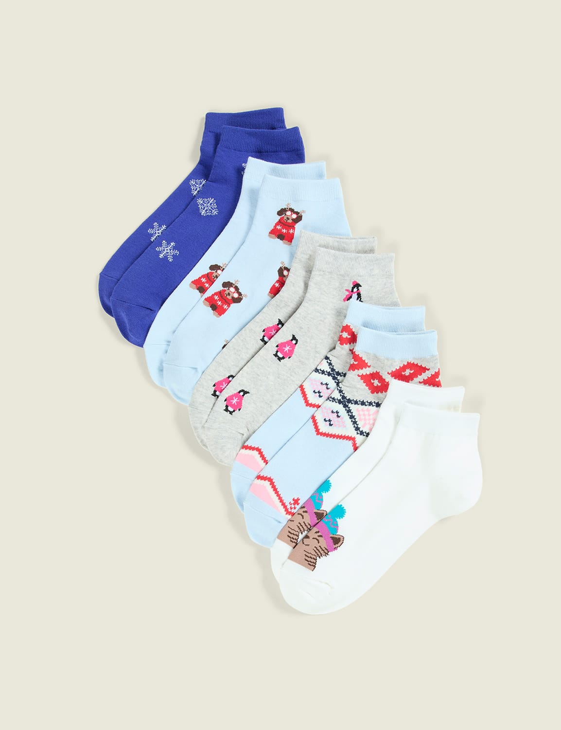 5-Pack Ankle Socks - Holiday Critters