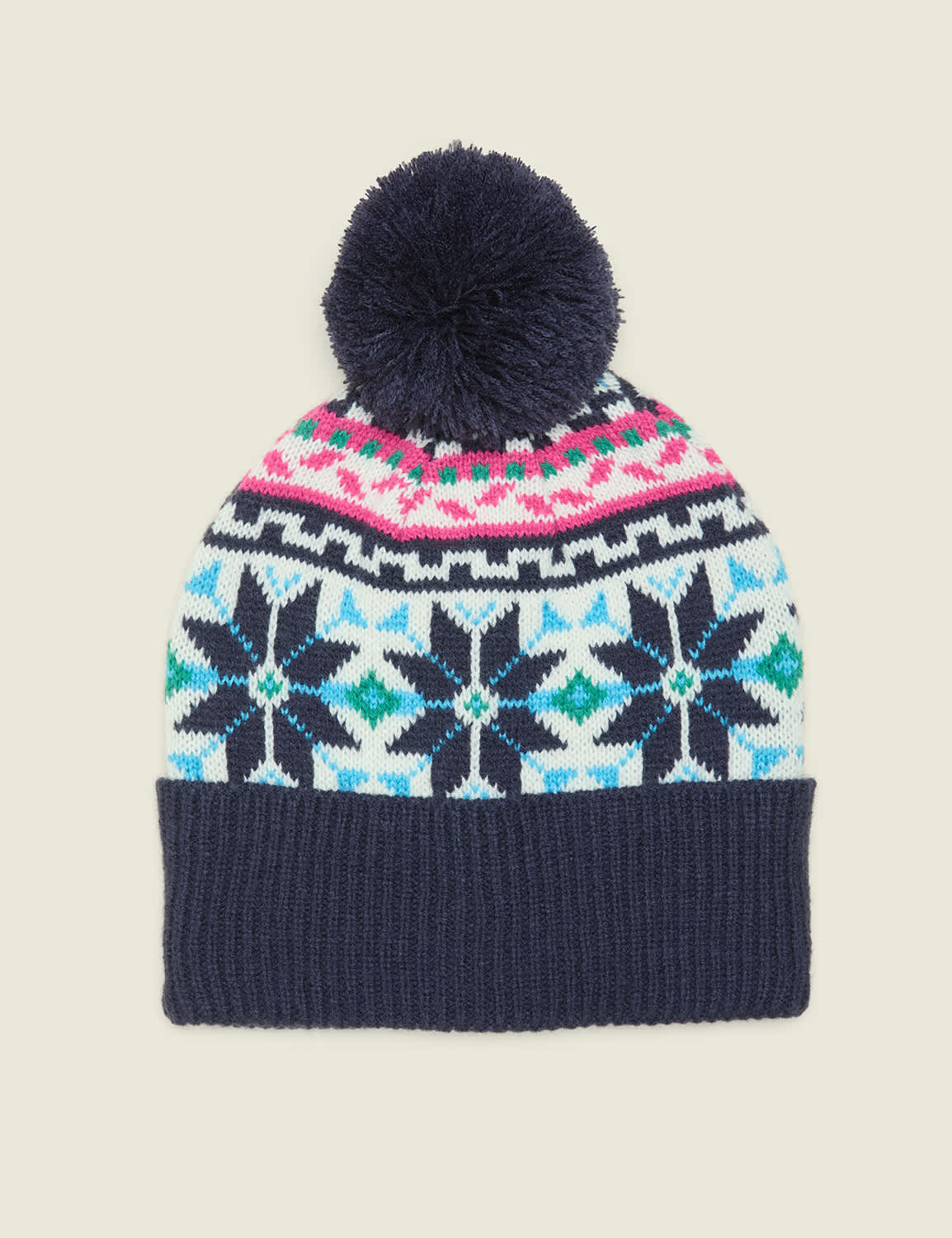 Fair Isle Pom-Pom Beanie Hat
