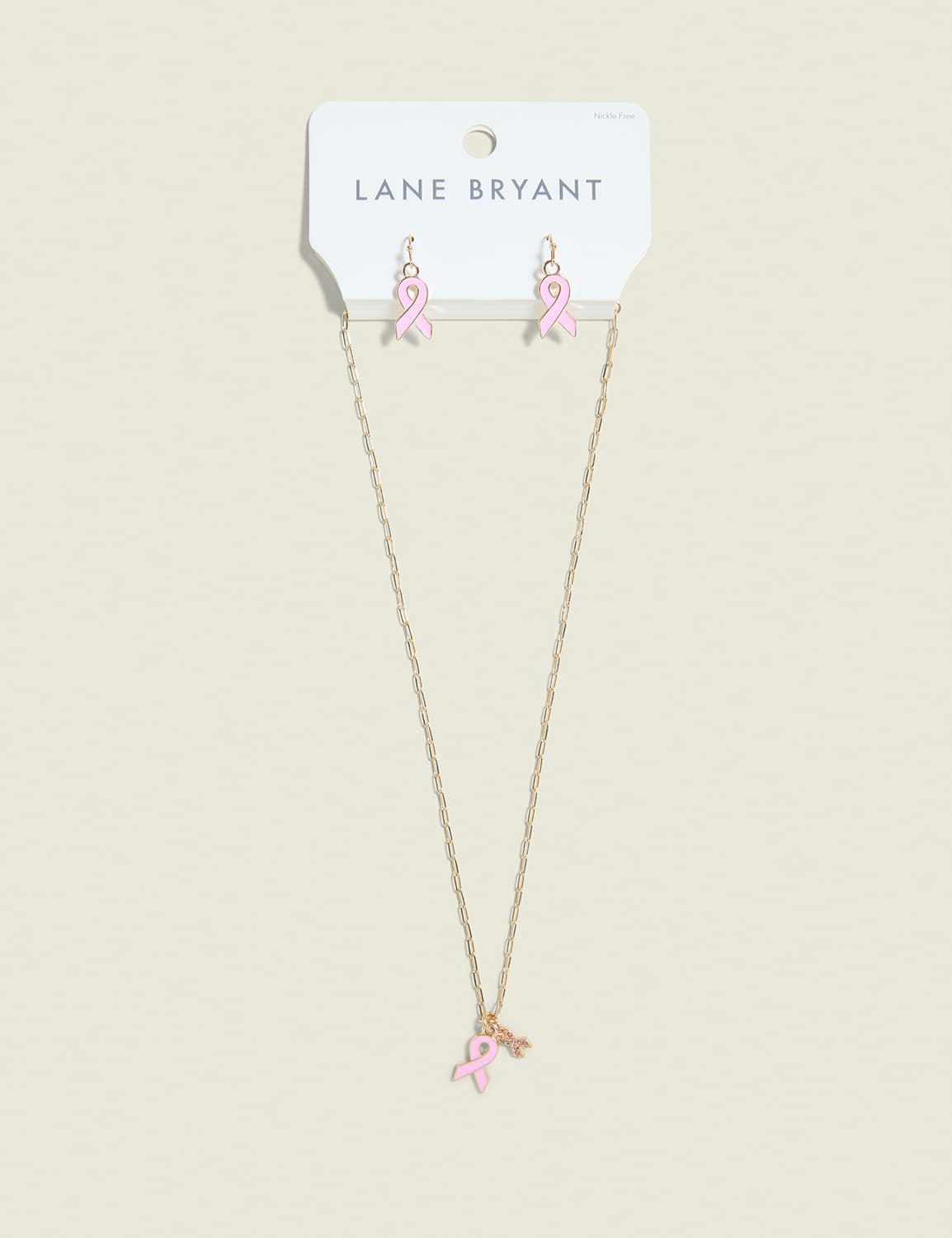 BCRF Ribbon Necklace & Earring Set