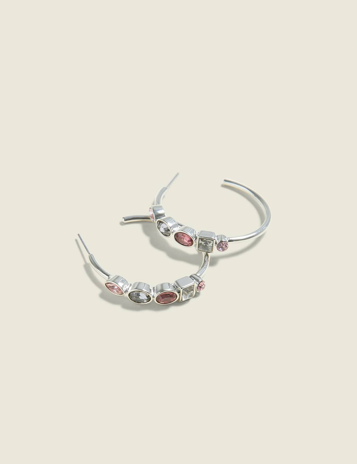 Mauve Imitation Stone Hoop Earrings