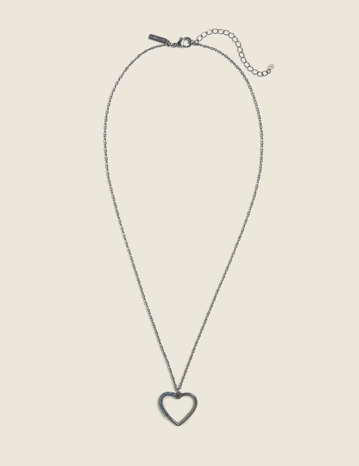 Blue Pave Heart Pendant Necklace