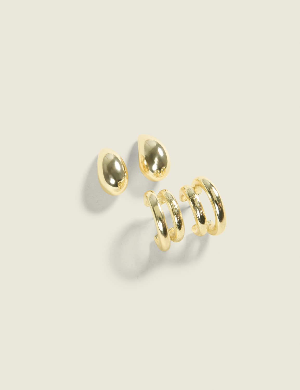 Goldtone Hoop & Teardrop Earring 2-Pack