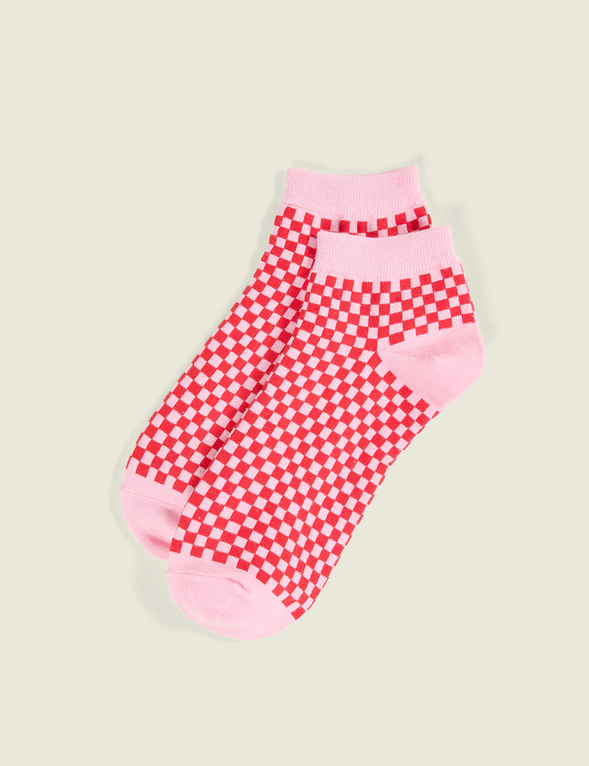 Ankle Socks - Pink & Red Checker