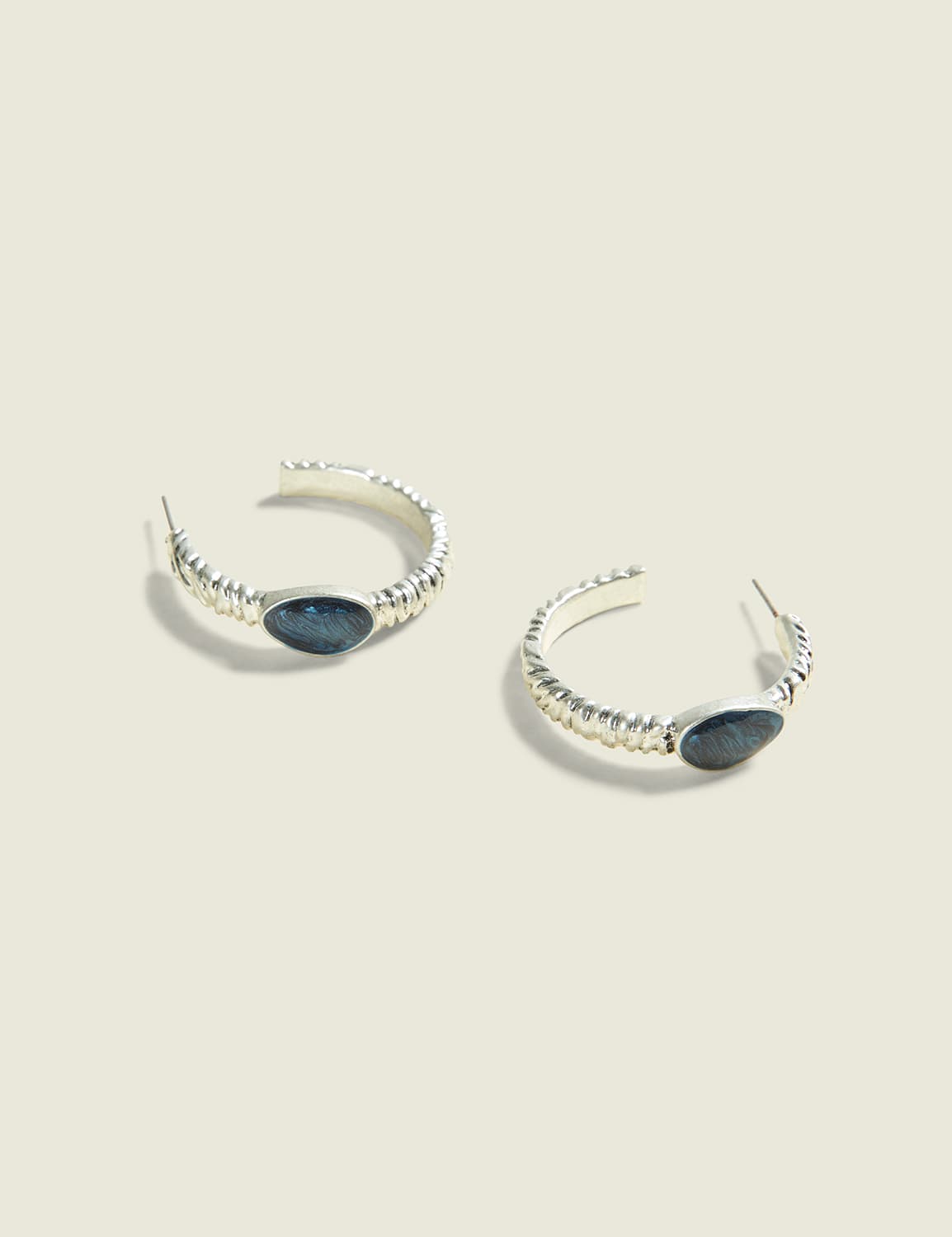 Blue Imitation Stone Hoop Earrings