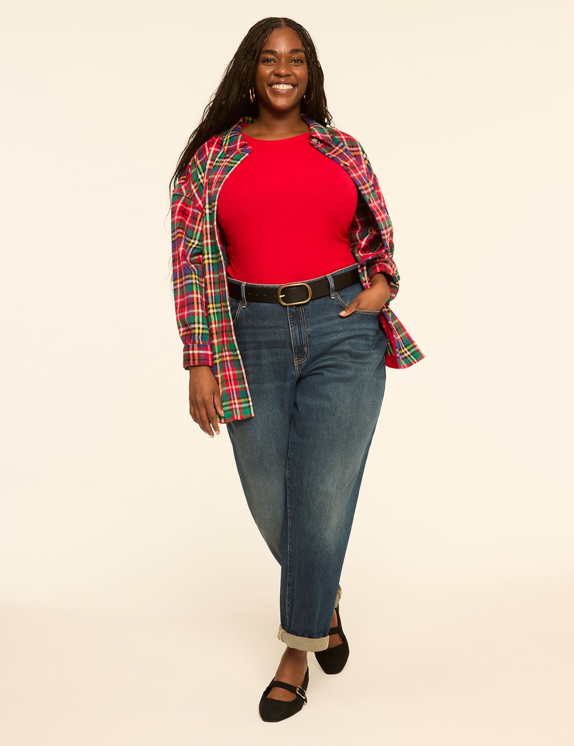 Button-Front Plaid Shacket